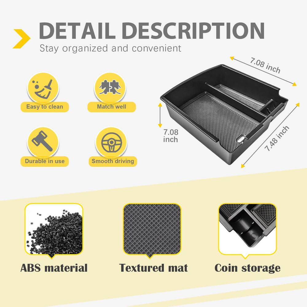 X-TKER Center Console Organizer ABS with rubber mats dampens noise.