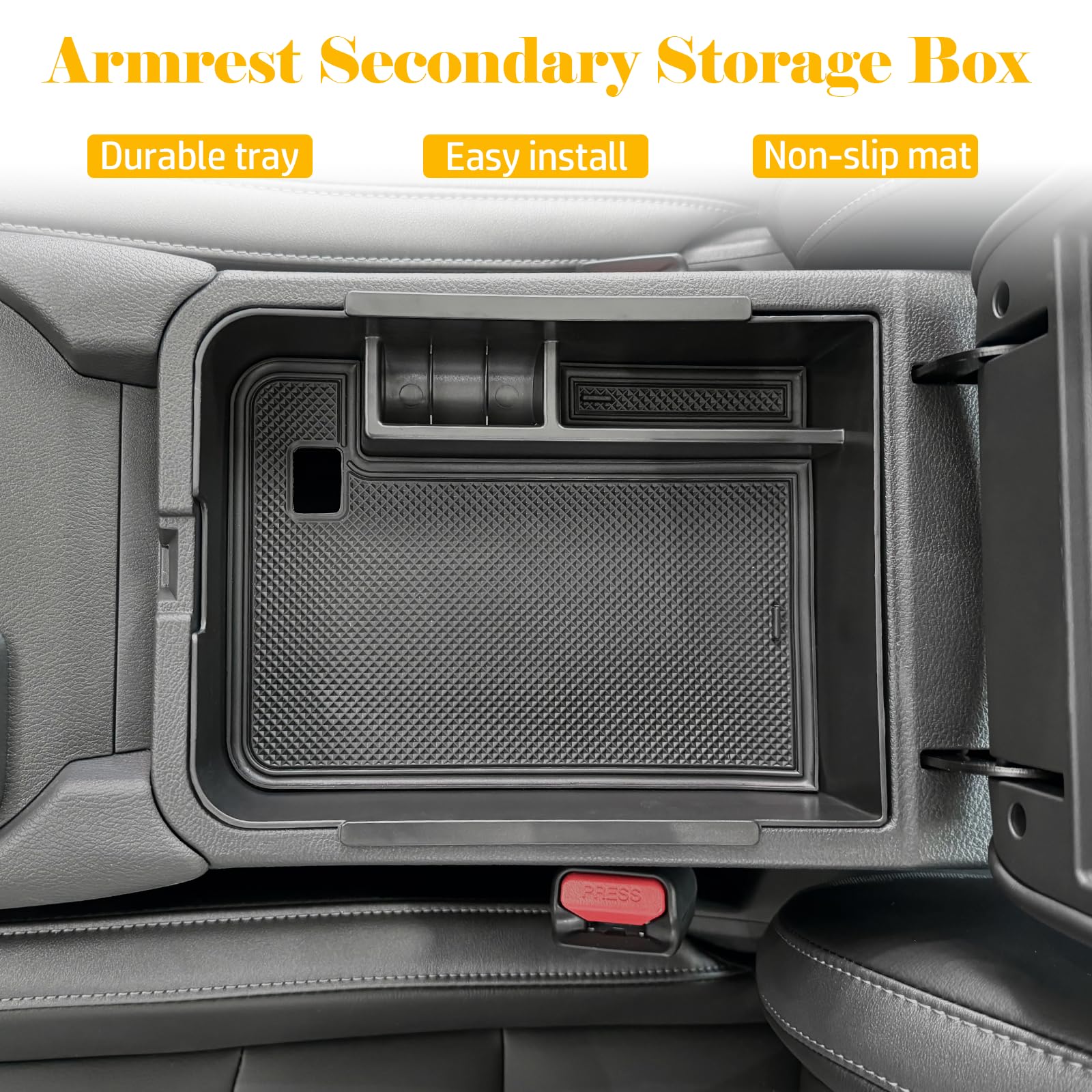 X-TKER Sentra armrest storage tray shows two-level design for compact organization