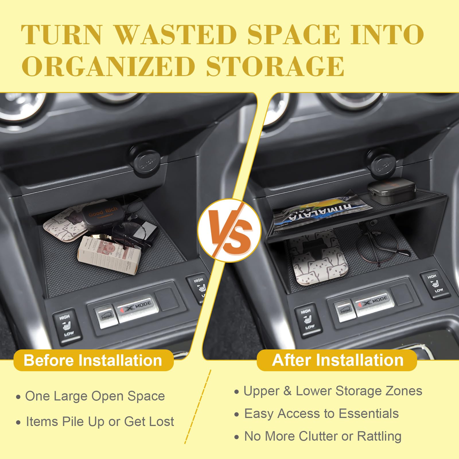 X-TKER textured rubber mat stabilizes items in the console