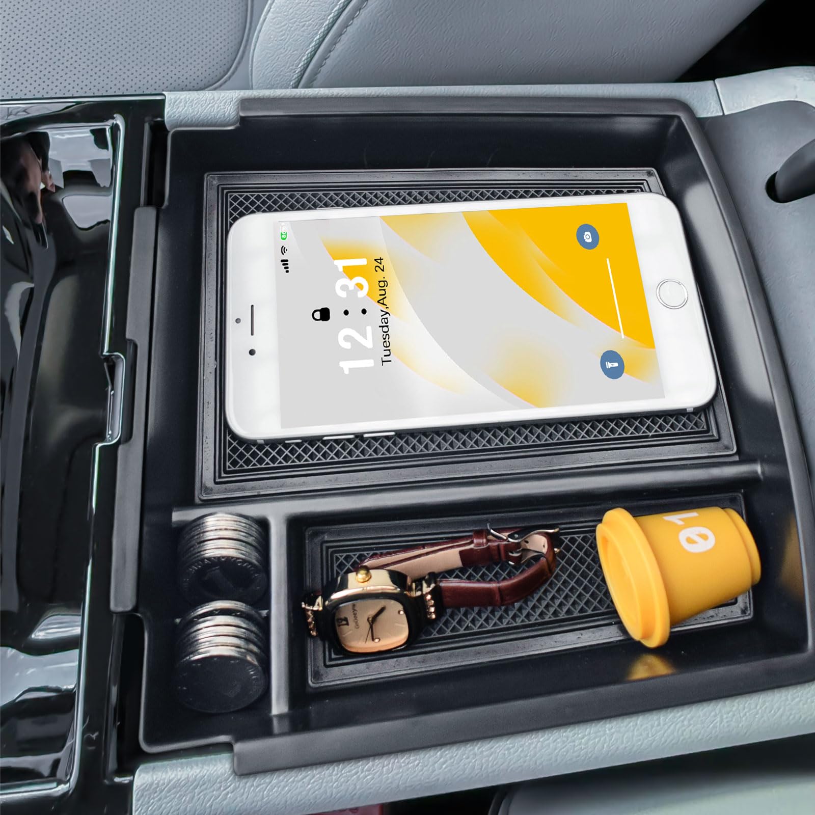 X-TKER Center Console Organizer tool-free installation fits securely without modifications.