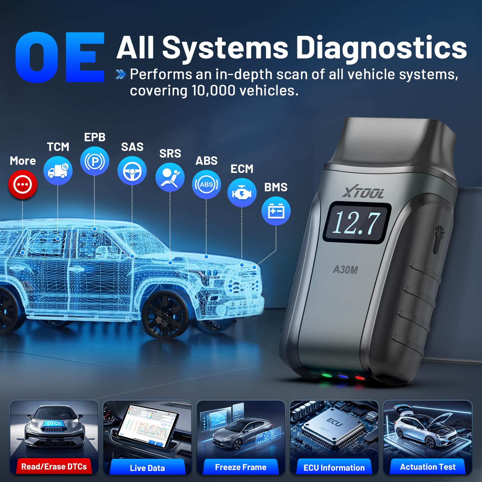 XTOOL Anyscan A30M EPB and throttle relearn procedures demonstrated for on-car maintenance