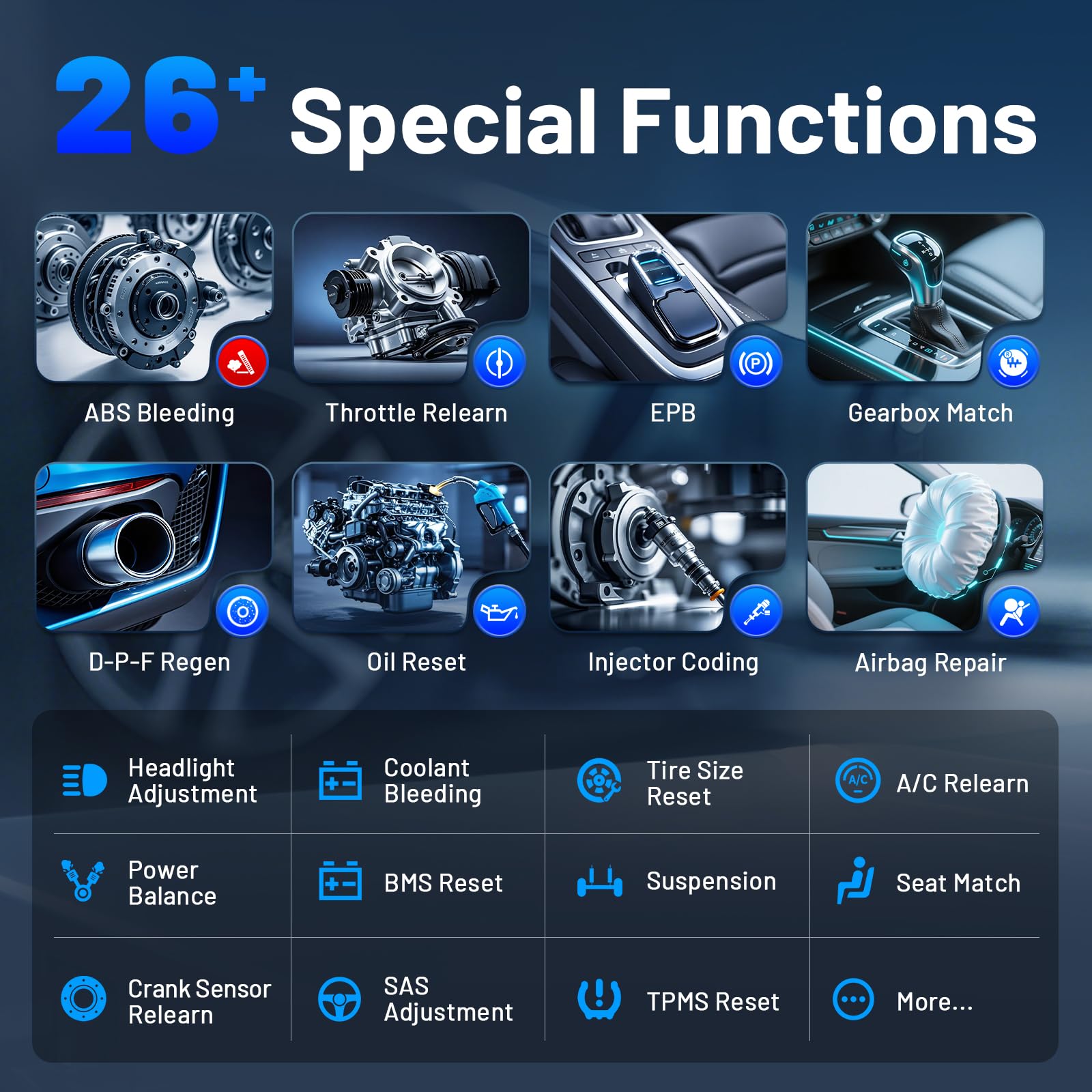 XTOOL Anyscan A30M full system diagnostic view across Engine, ABS, Transmission