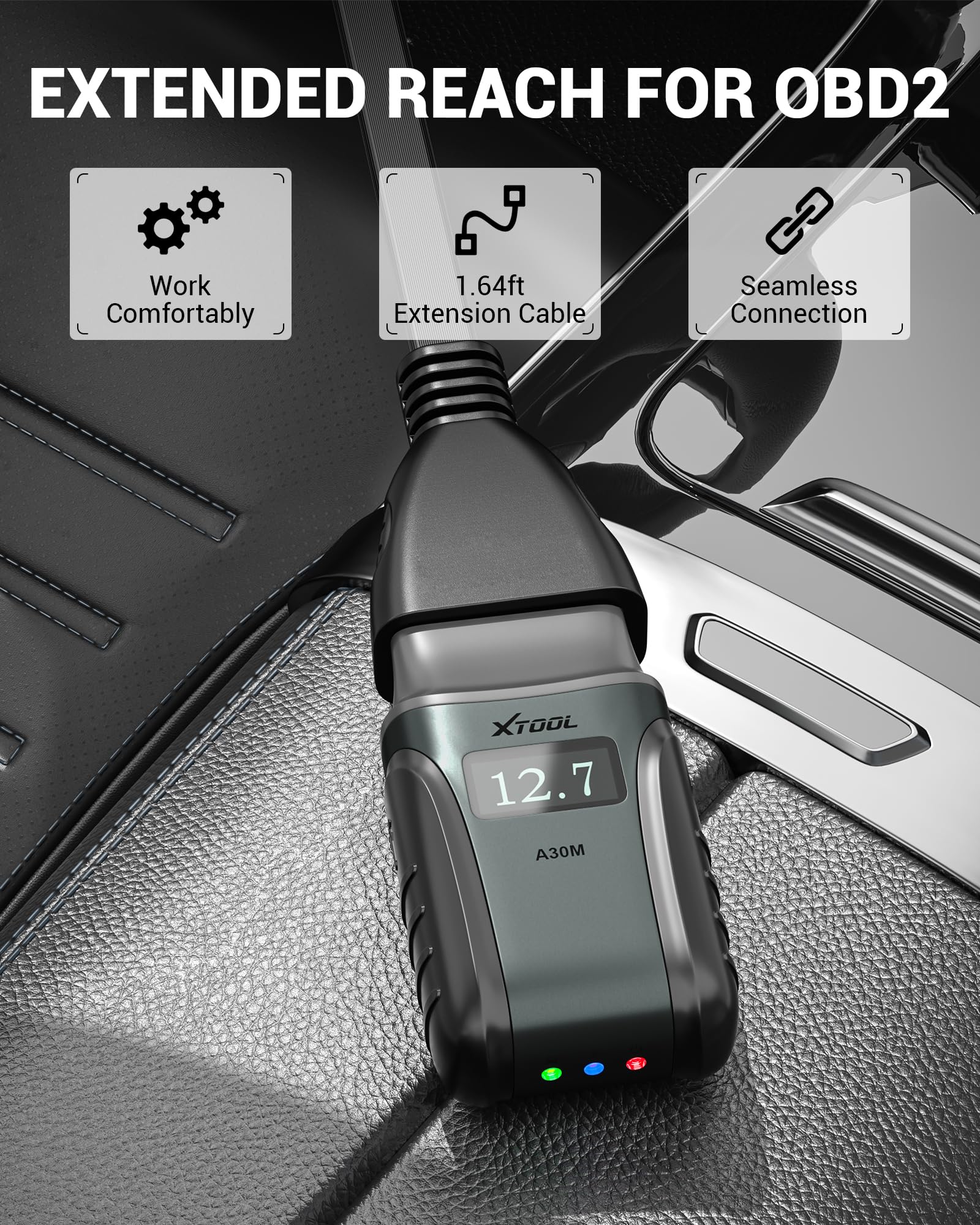 XTOOL Anyscan A30M side view showing a compact handheld design.
