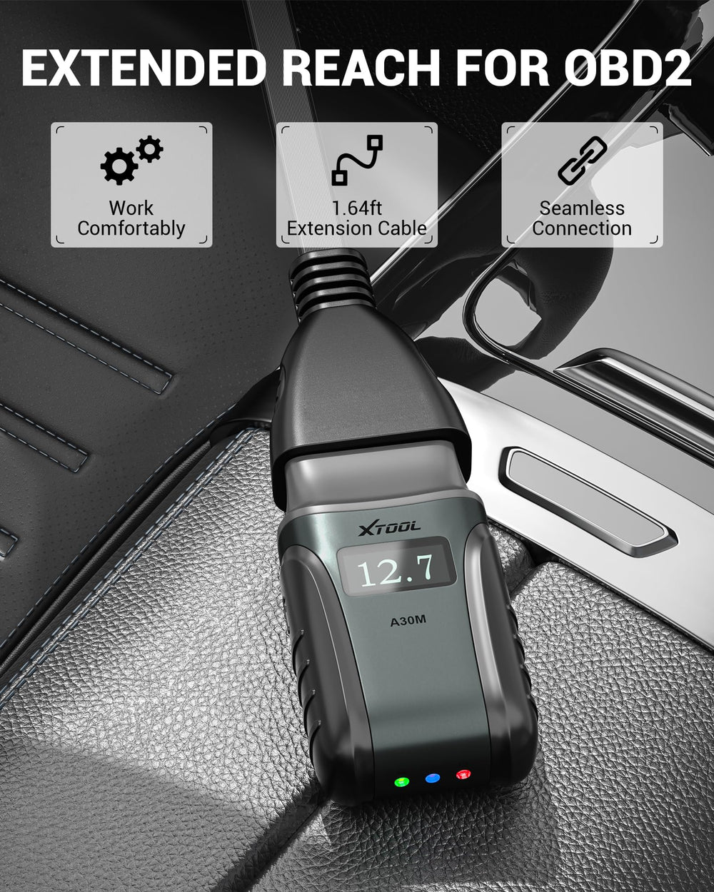 XTOOL Anyscan A30M side view showing a compact handheld design.