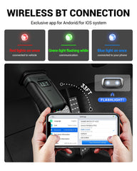 XTOOL Anyscan A30M VCI dongle with flashlight for dim garages.