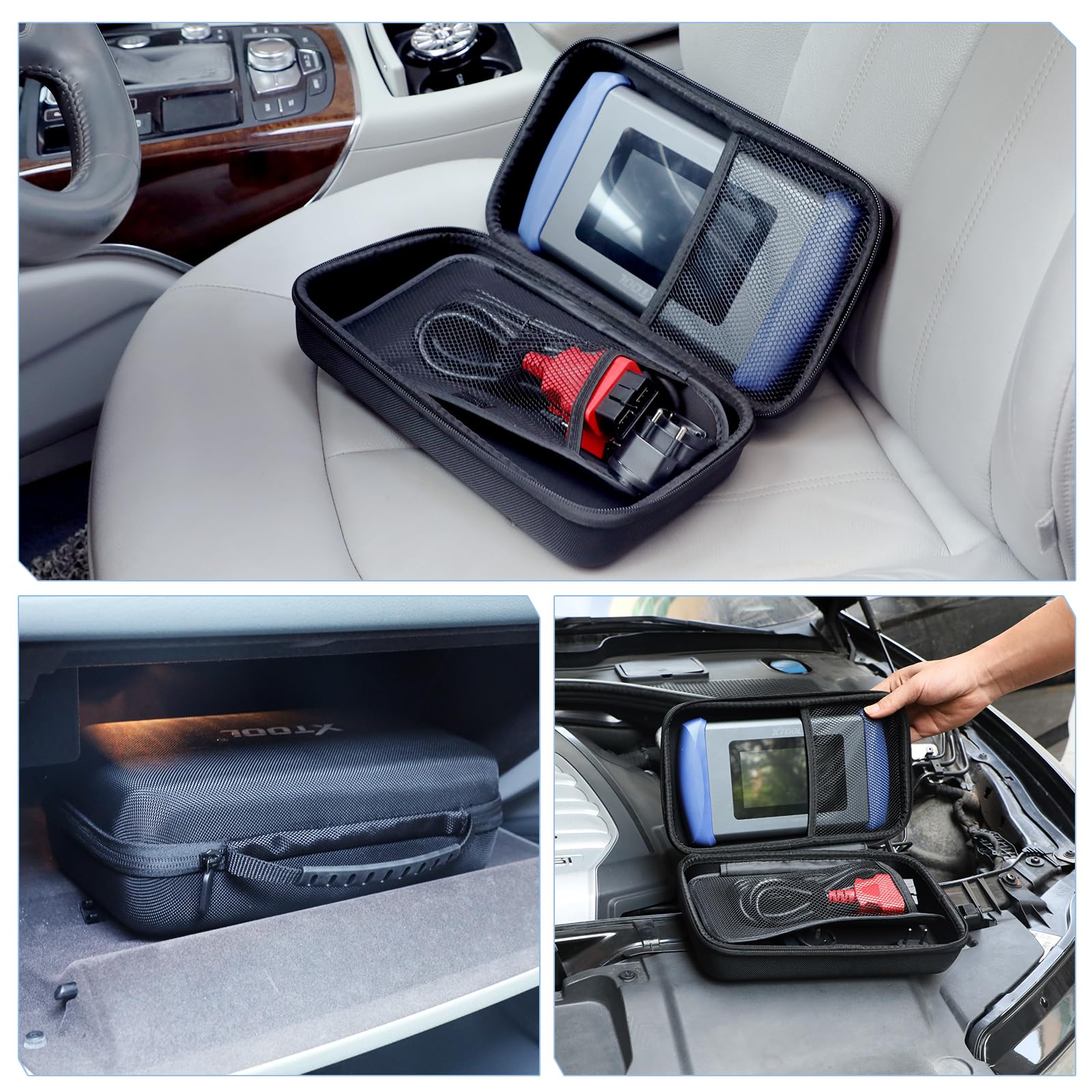 XTOOL case measures 11x7x4 inches for compact, secure storage.