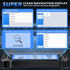 XTOOL D5 reads ABS and SRS codes for brake and airbags checks.