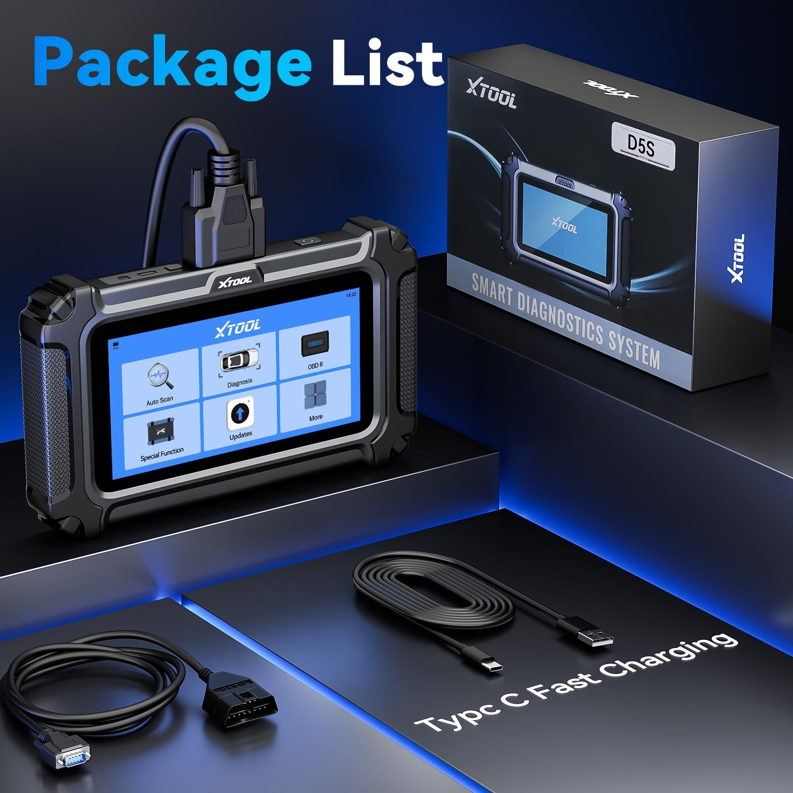 XTOOL D5S 32GB storage stores diagnostic reports for later review.