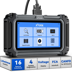 XTOOL D5S touchscreen front view with live data graphs for quick diagnostics.