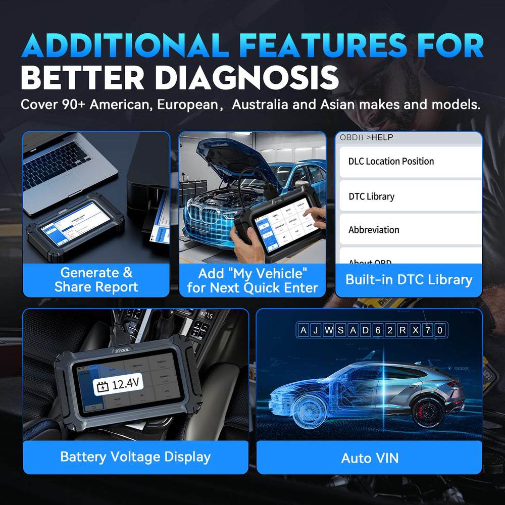 XTOOL D6S touchscreen interface enables intuitive fault reading.