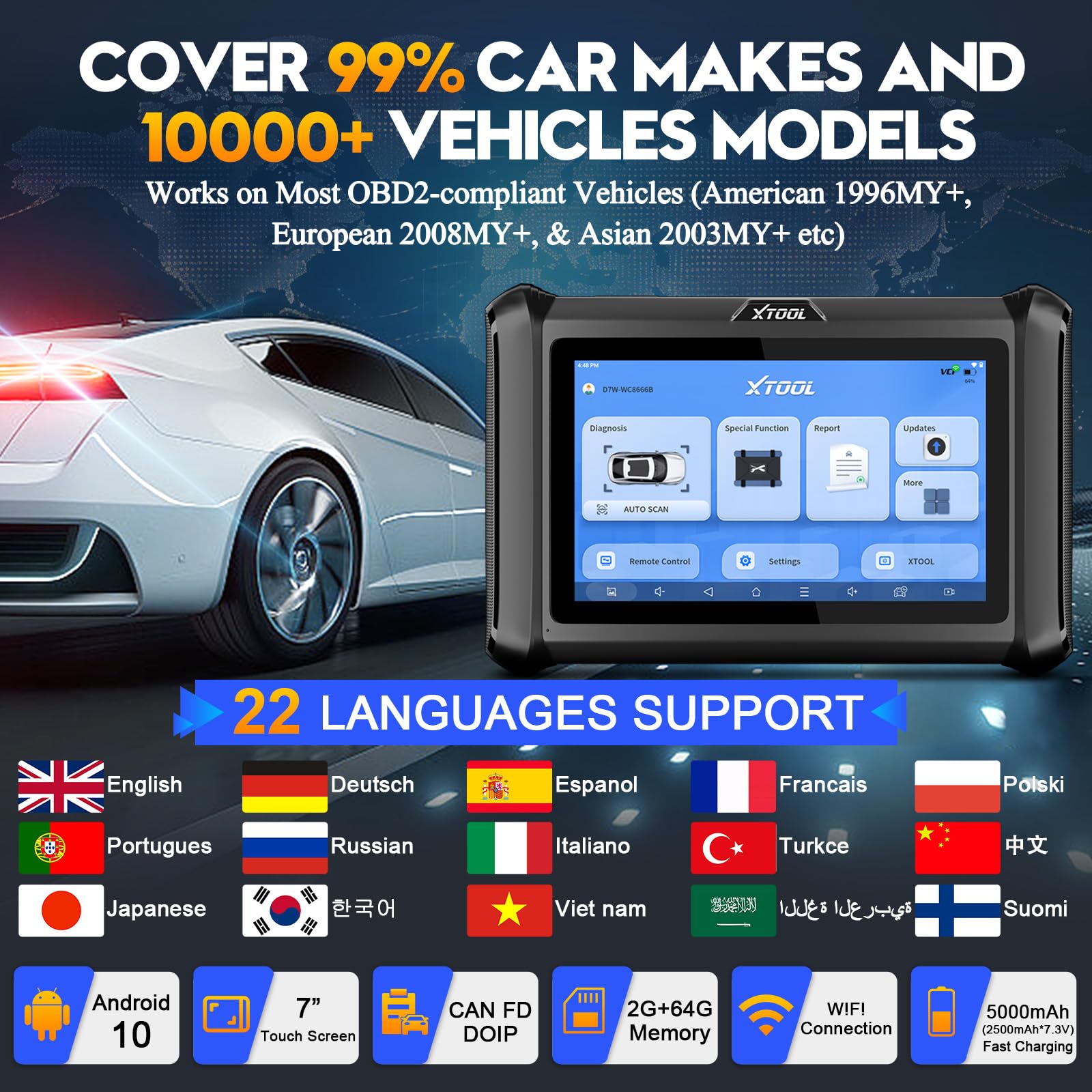XTOOL D7W diagnostic report v2.0 export-ready for shops
