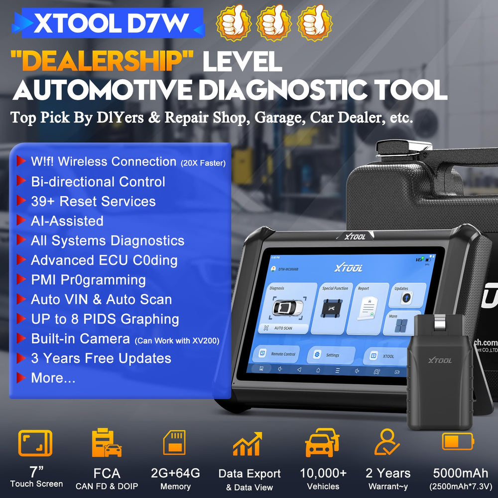 XTOOL D7W screen displays AI-assisted diagnostics for quick insights
