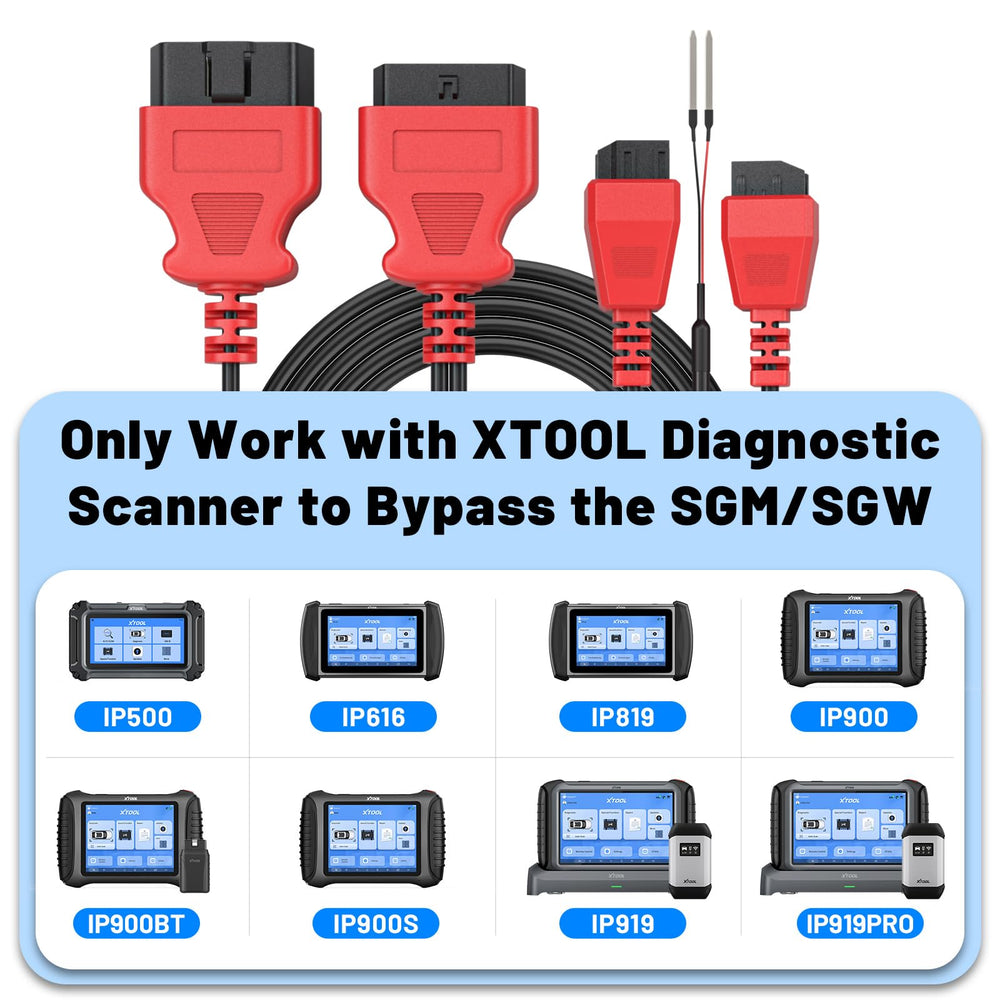 XTOOL 12+8 adapter connects to OBD2 cable for full diagnostics with your scanner.