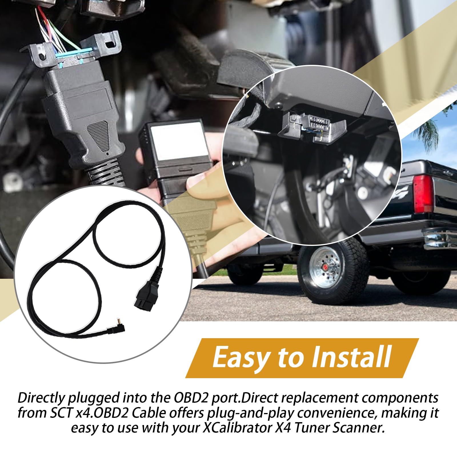 Black XTPTFABS OBD2 cable designed for robust daily use
