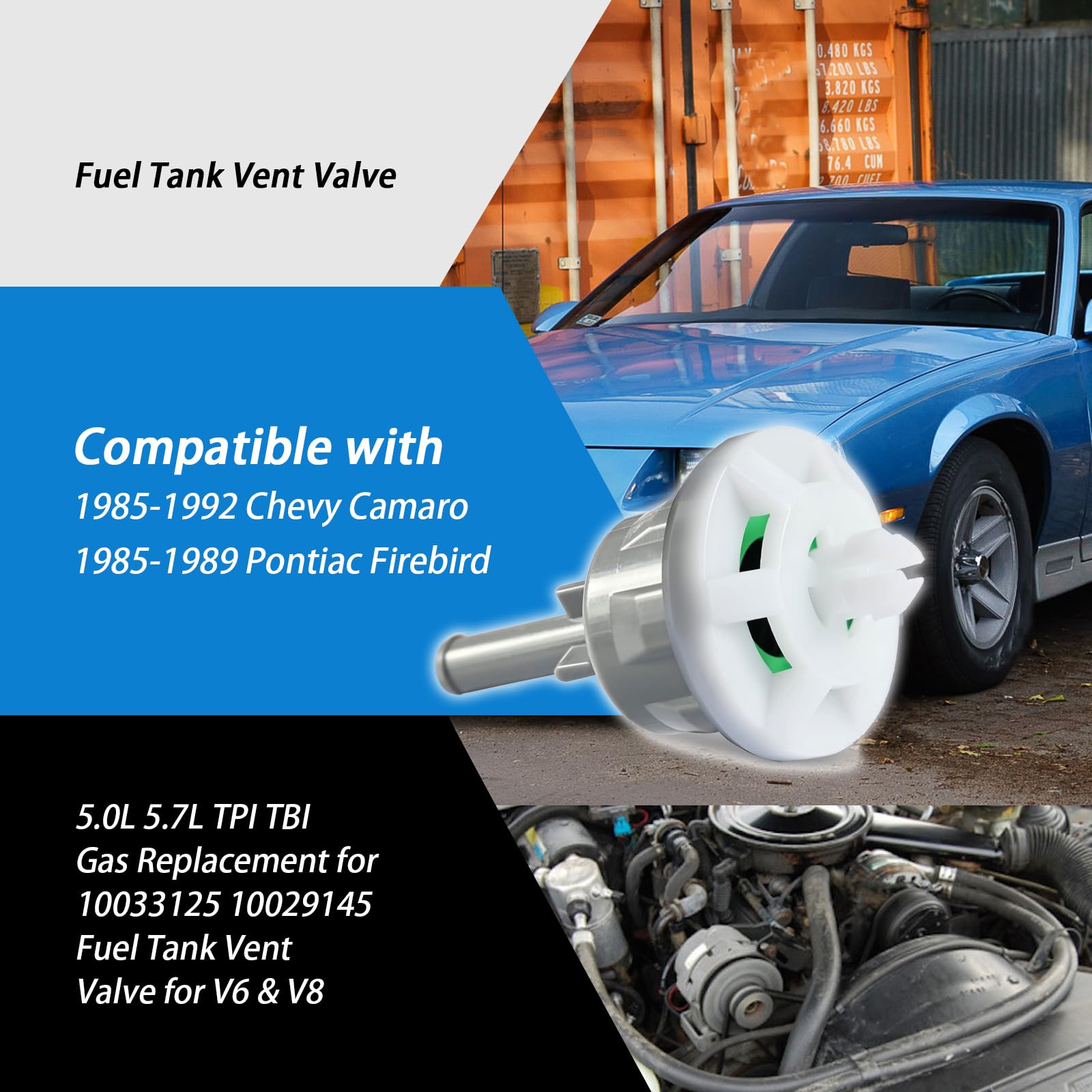 XTPTFABS valve on Camaro/Firebird side view shows compact, fit-friendly design.