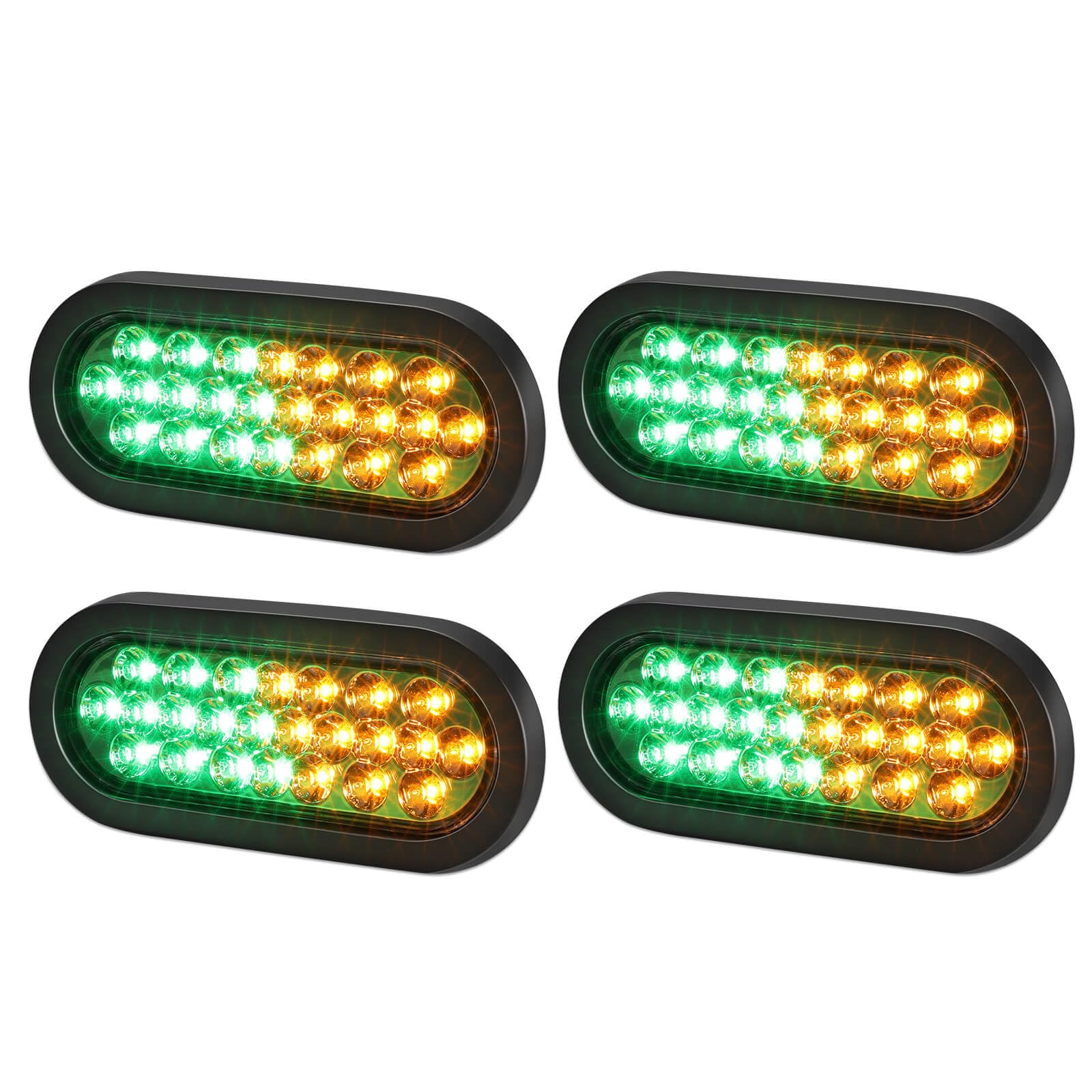 XtraGlow 6.3-inch oval amber-green strobe light with recessed mount enhances trailer visibility