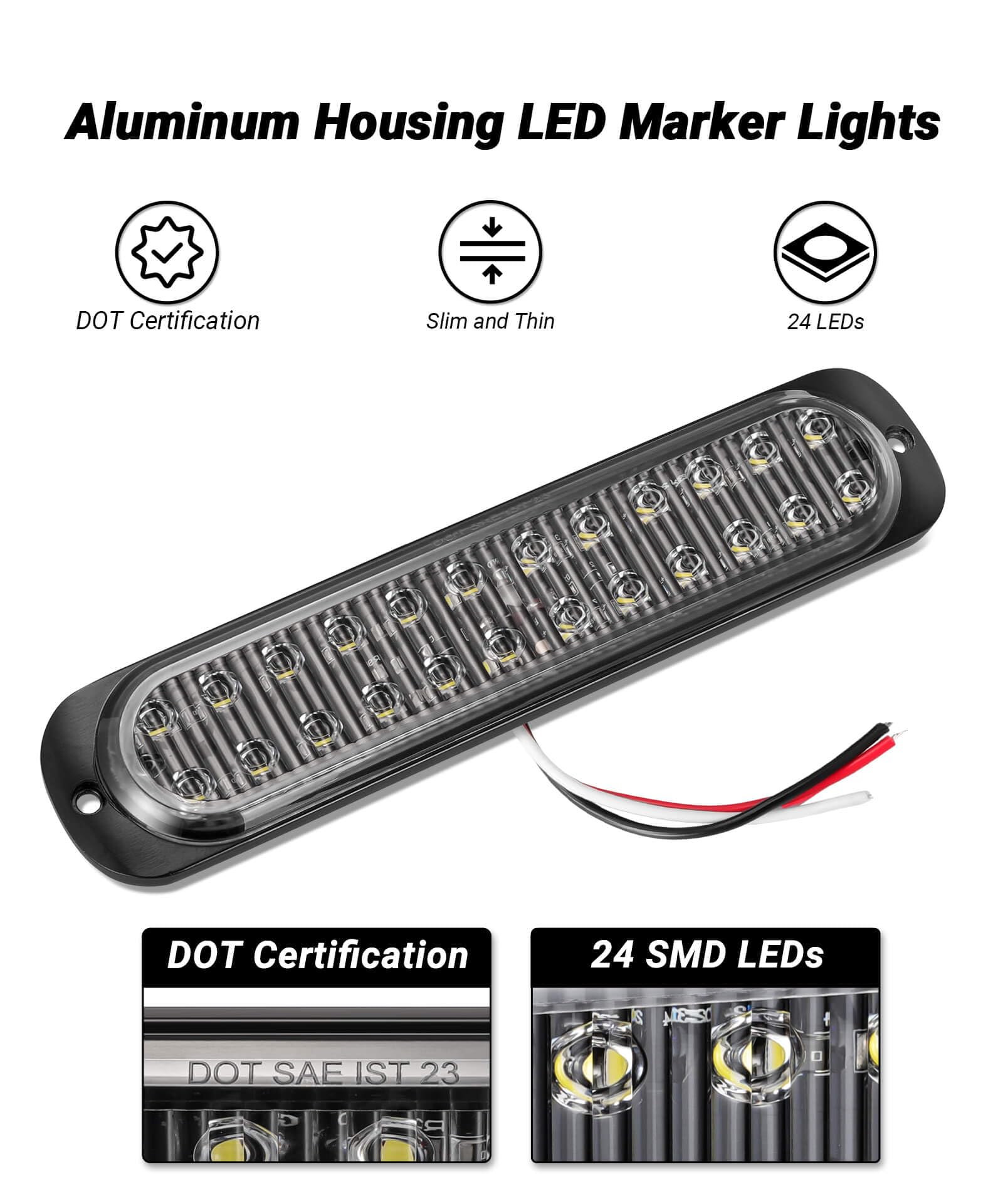 XtraGlow amber DOT-compliant 24-LED backup light enhances night signaling