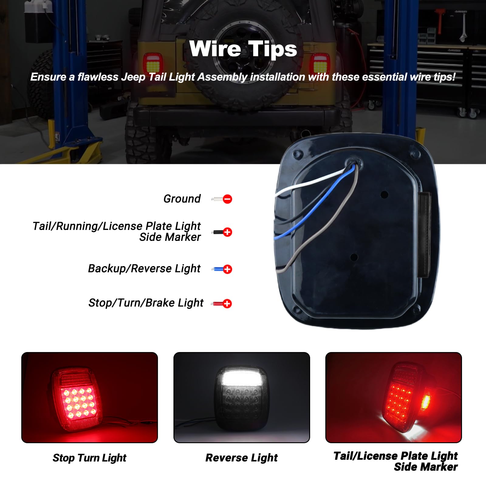 XtraGlow tail light assembly left side bolt-in replacement for Wrangler TJ/YJ.