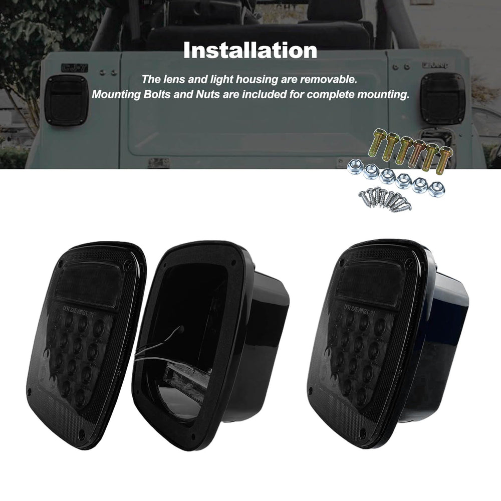 XtraGlow smoked square rear light left with DOT-certified components for safer night driving.