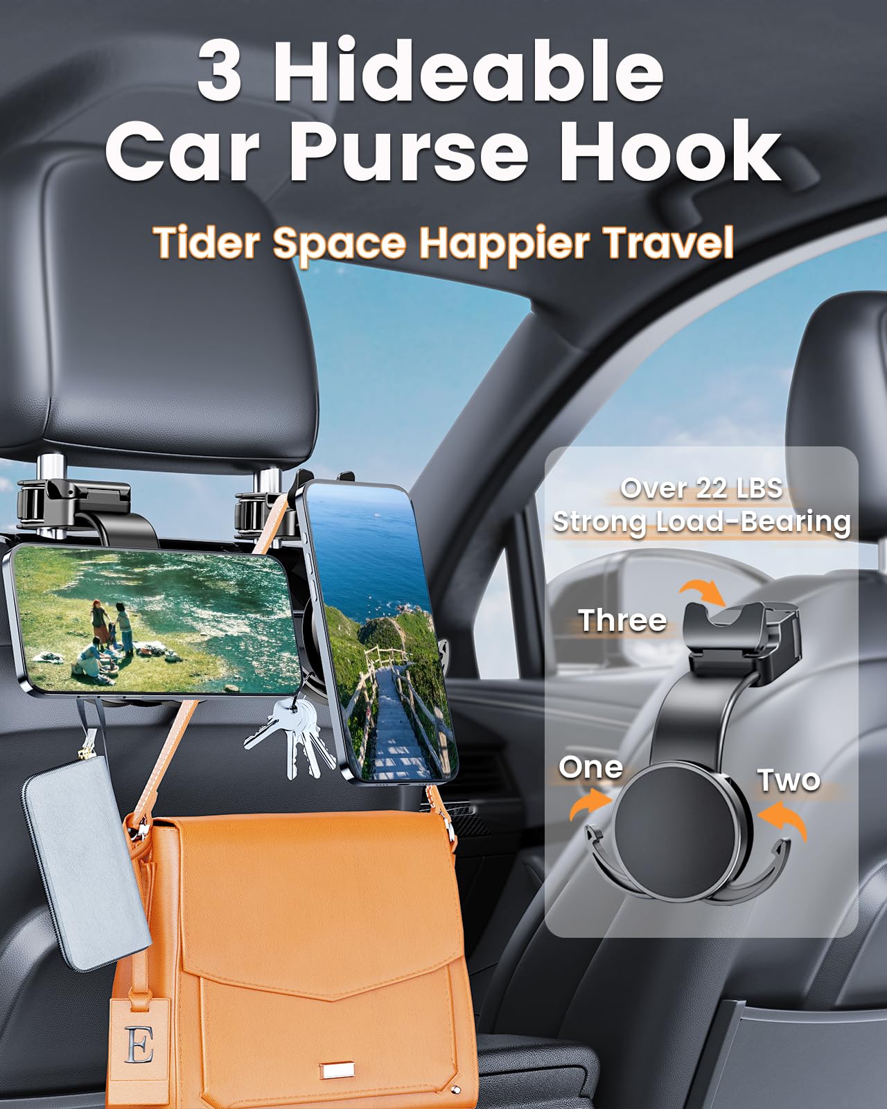 Xuenair bendable aluminum arm adapts to curved seats for stable mounting.