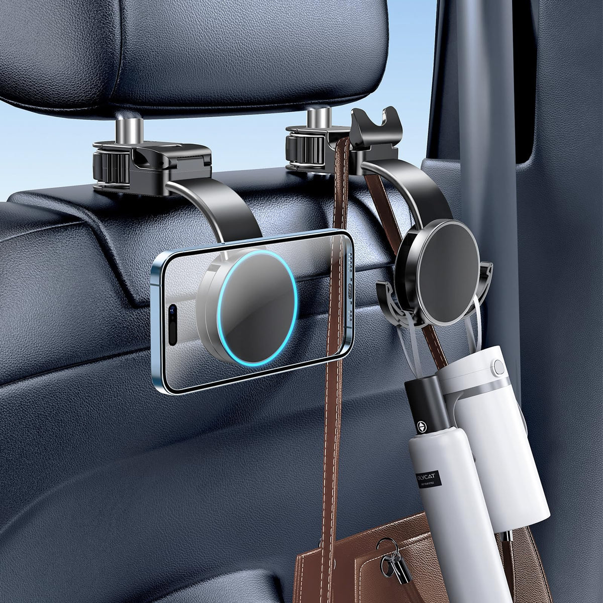 Xuenair MagSafe backseat holder keeps your phone within easy reach during rides.