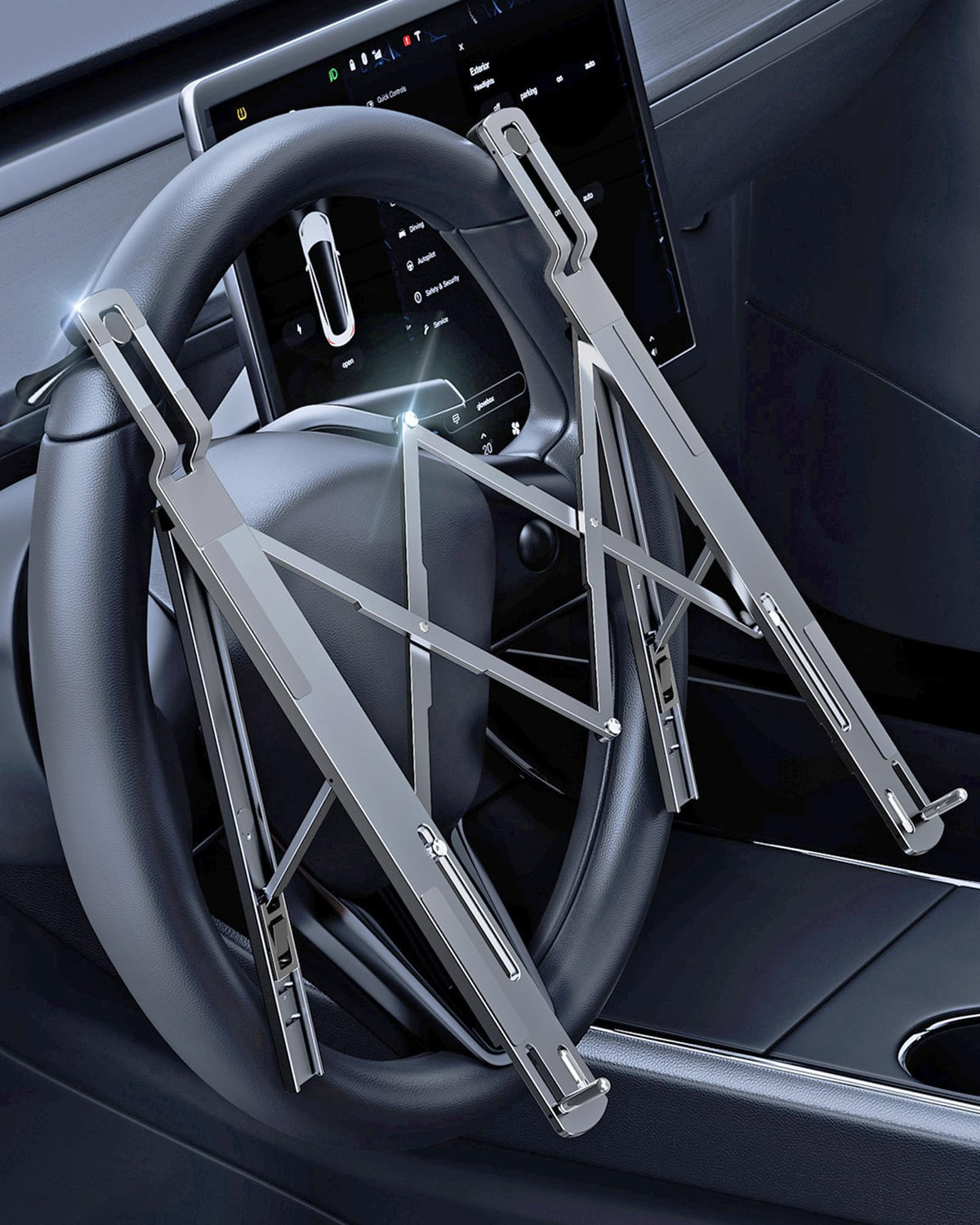 xuenair steering-wheel-laptop-holder on steering for quick in-car work