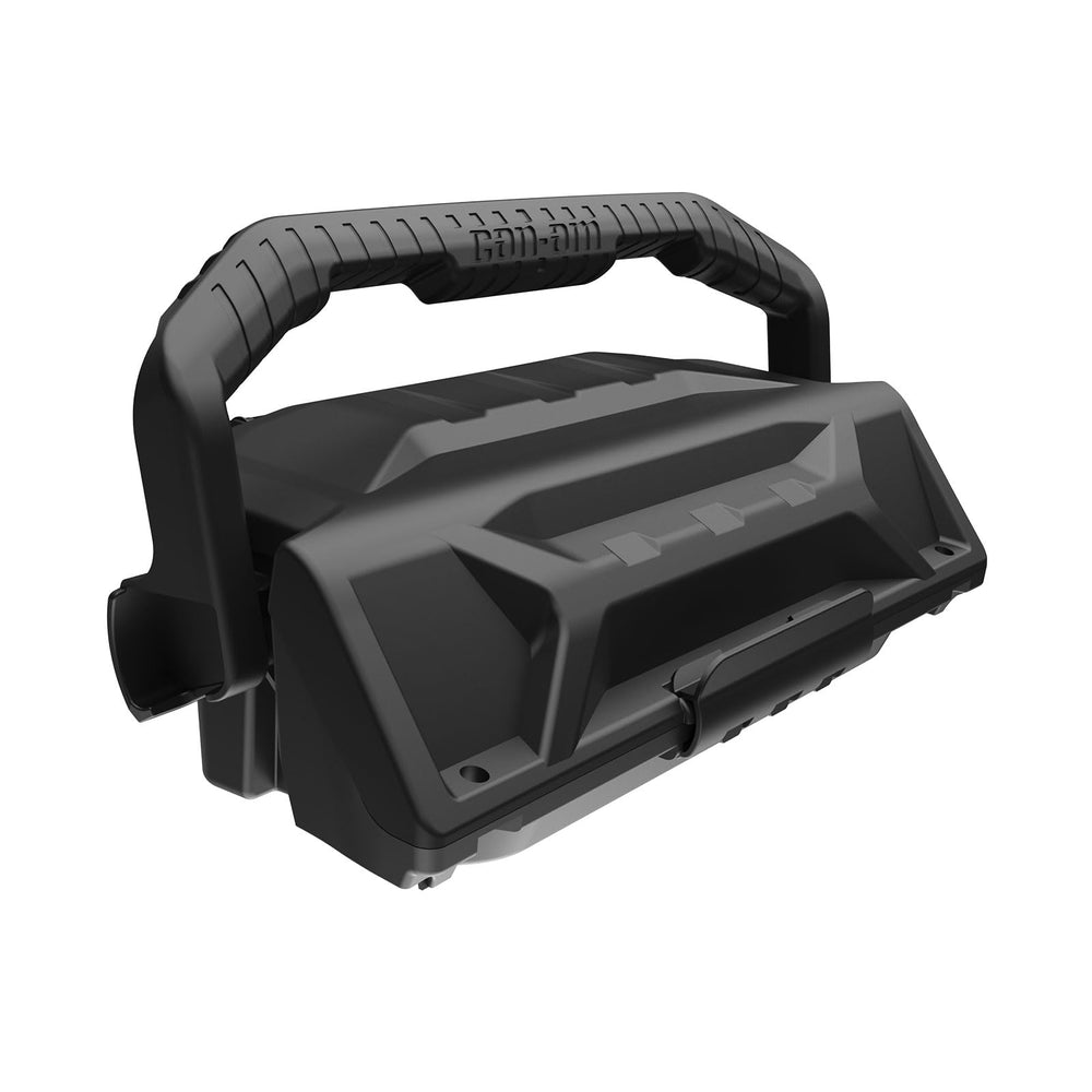 XUTVOTOR dash storage box on Can-Am Defender, front view with secure clip