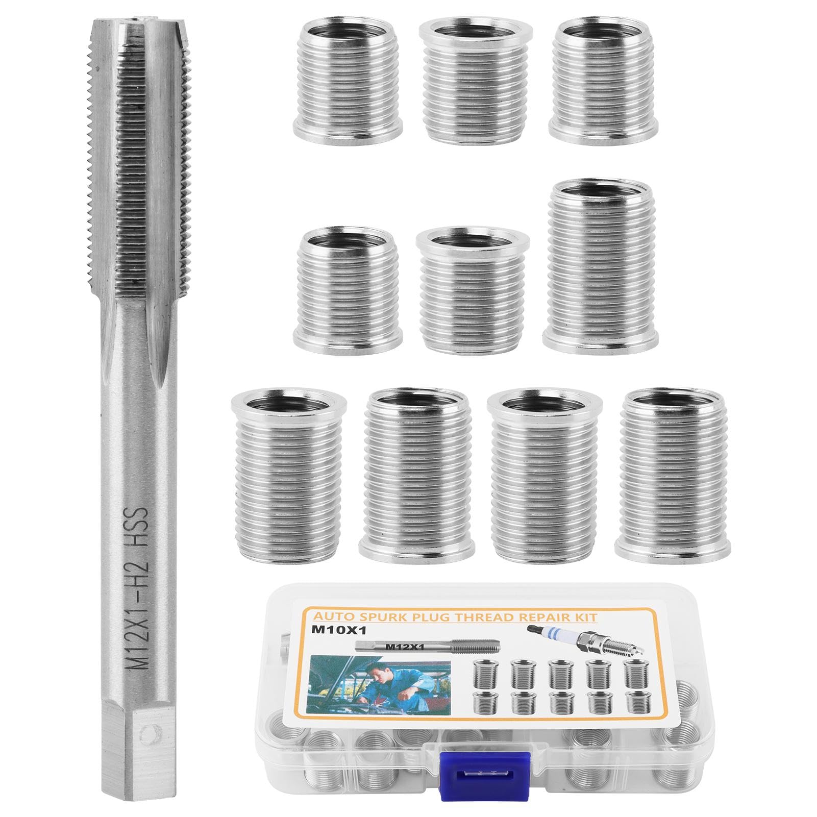 XuYelora spark plug thread repair kit inserts restore thread integrity for reliable spark plug seating.