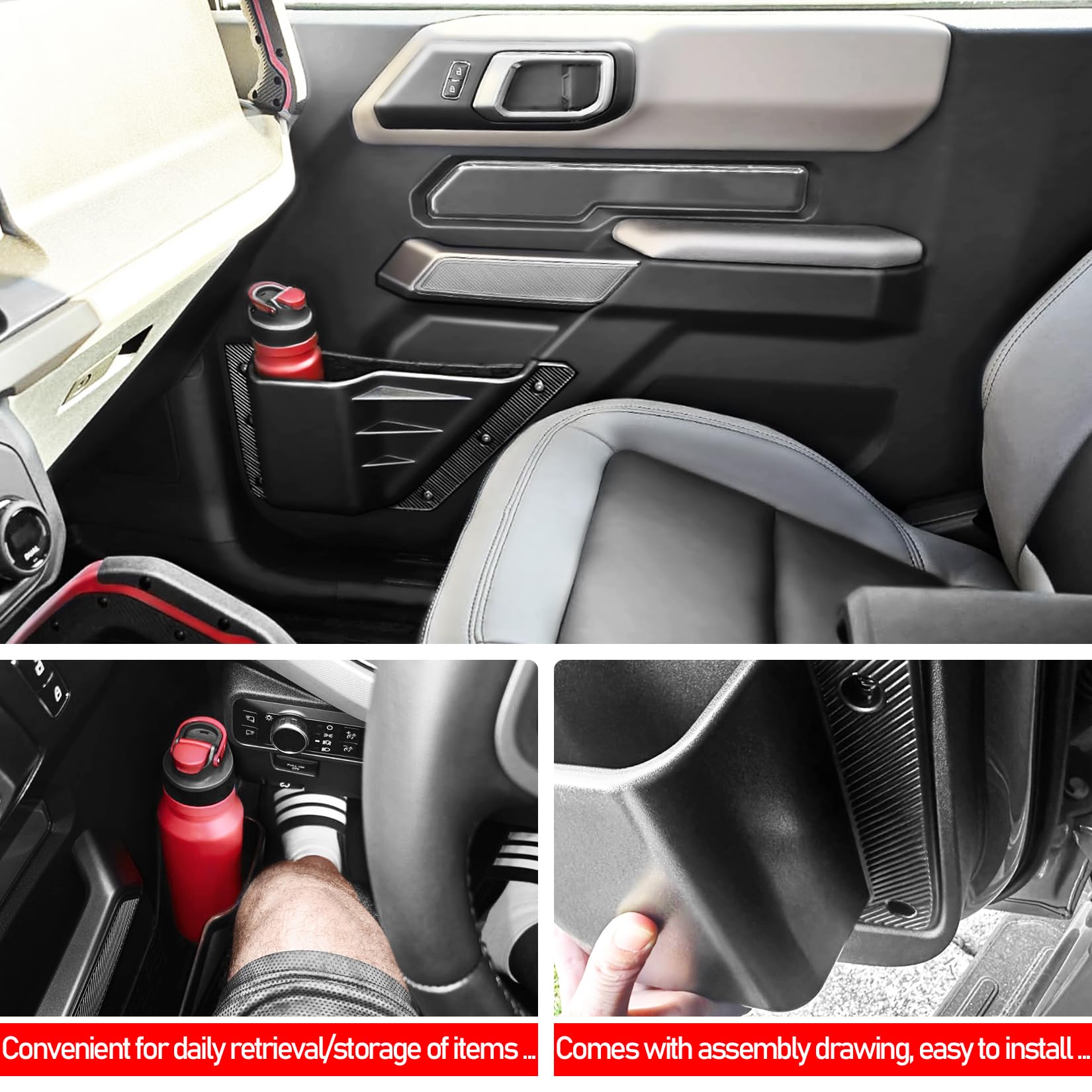 XWQZ easy-installation door pocket for Bronco without tools