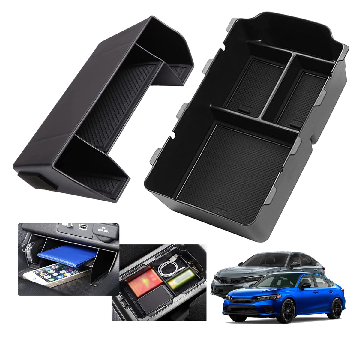 XXCIWP Civic center console organizer tray for 11th-gen fit keeps phone and keys neatly stored.