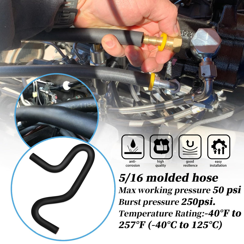 XYgdhqpt 5/16-inch molded hose elbow in a 180-degree bend for long turns