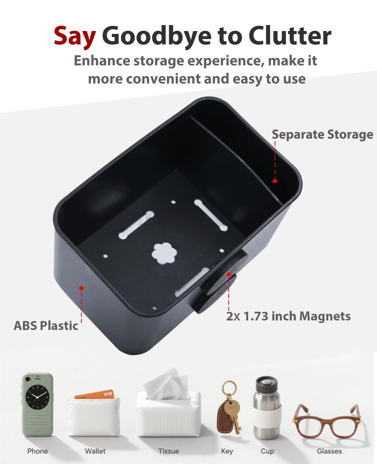 XYNOXRIDE organizer keeps glasses and tissues within reach in a truck.