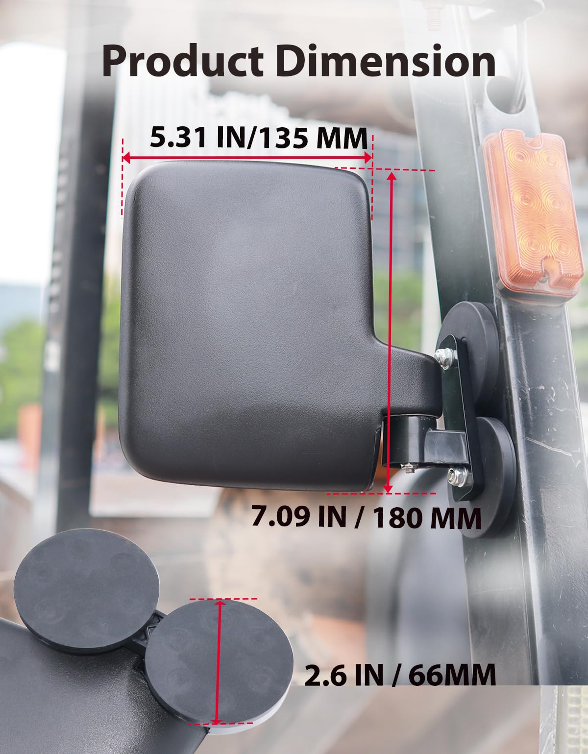 XYNOXRIDE small bulldozer mirror weatherproof for all-weather use