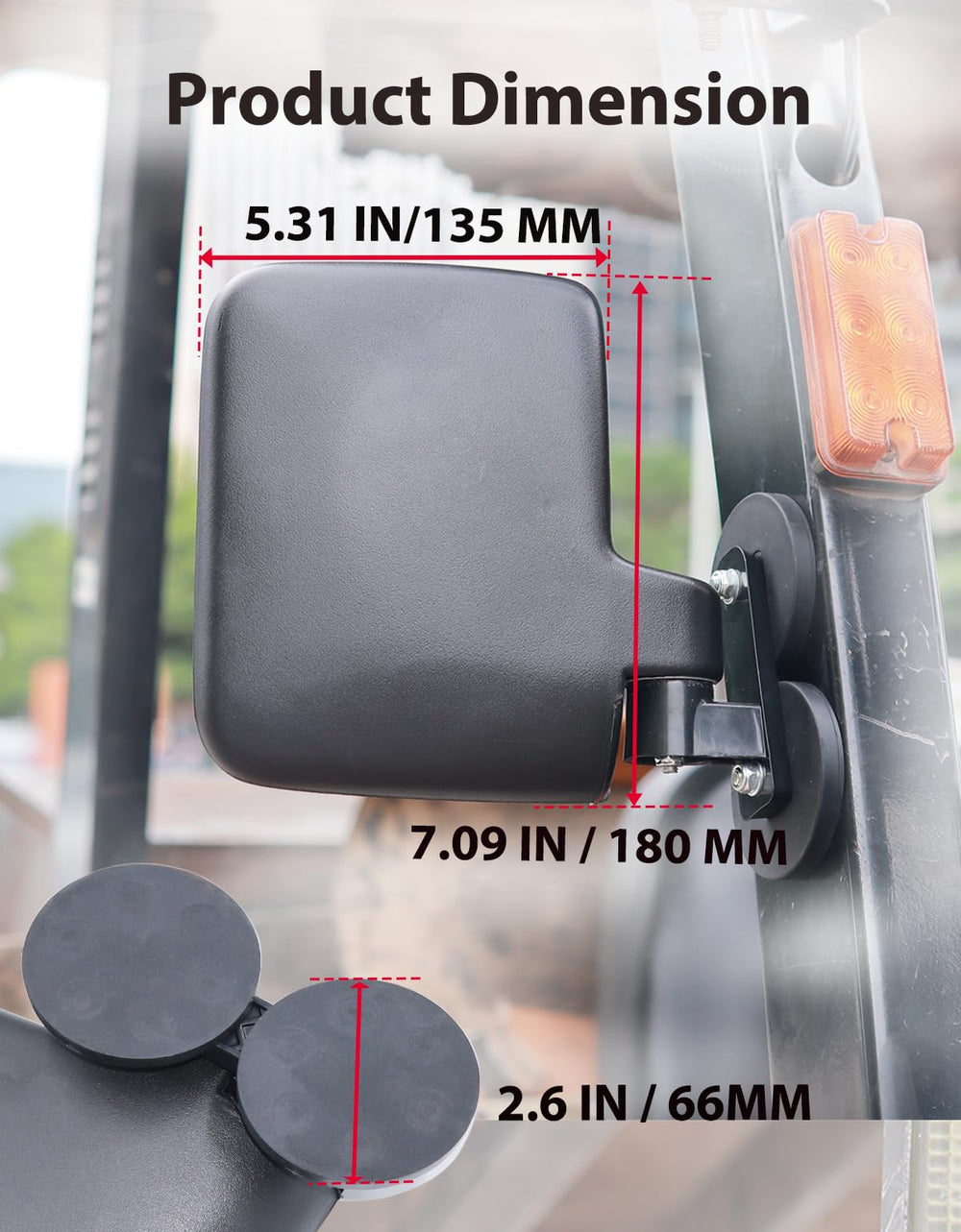 XYNOXRIDE small bulldozer mirror weatherproof for all-weather use