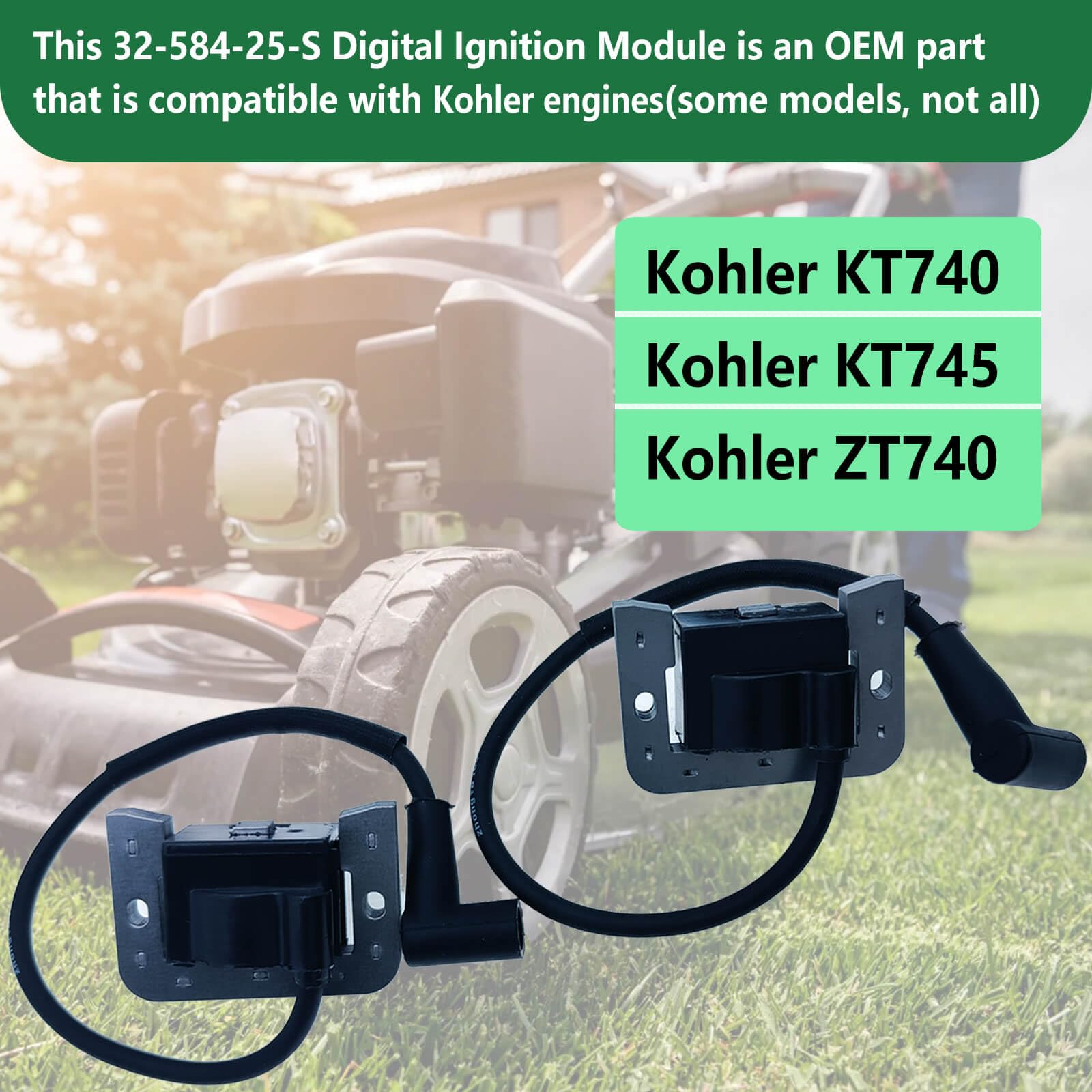 XYWZV dual-pack ignition module for Kohler ZT740 supports fast spark