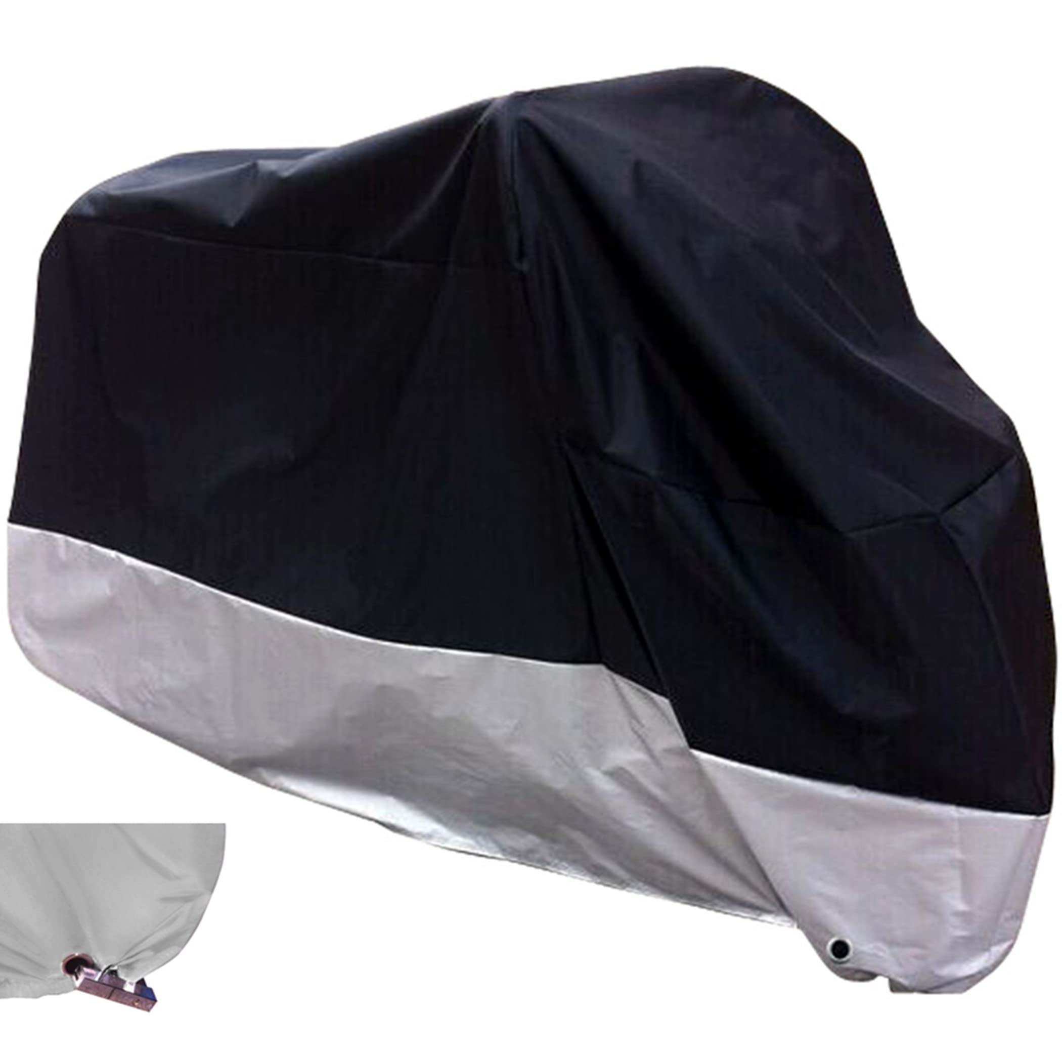 XYZCTEM all-season motorcycle cover fits up to 108 inches, protecting bikes from rain and dust.