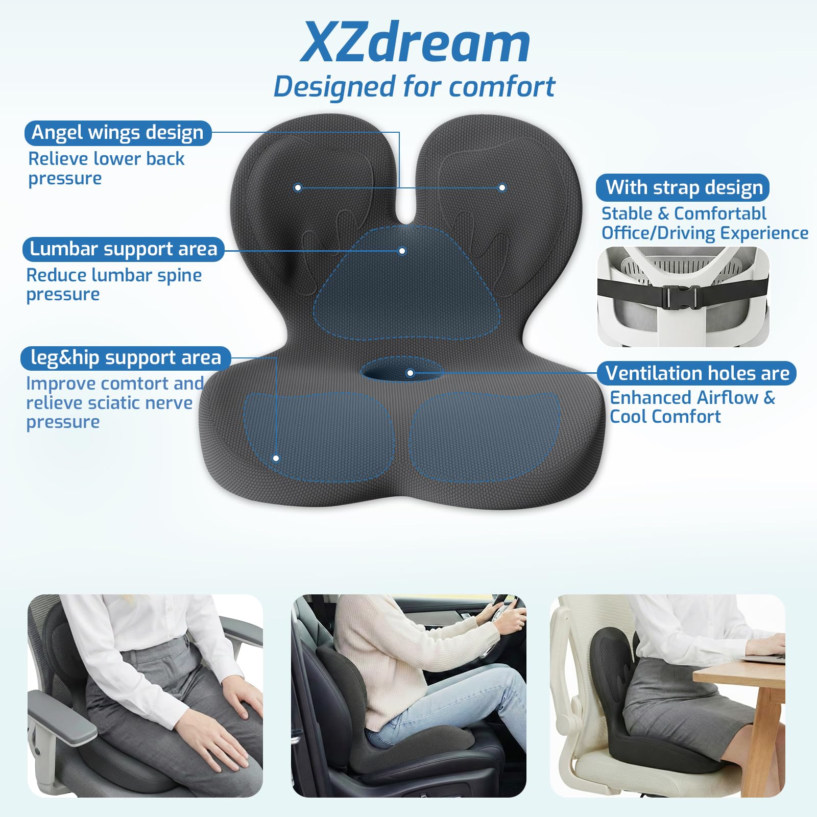 XZdream memory foam 43 oz fill delivers steady support