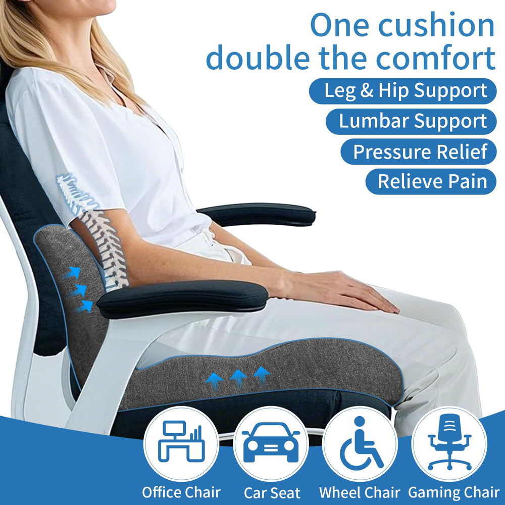 XZdream Memory Foam Seat Cushion with built-in lumbar support for posture relief