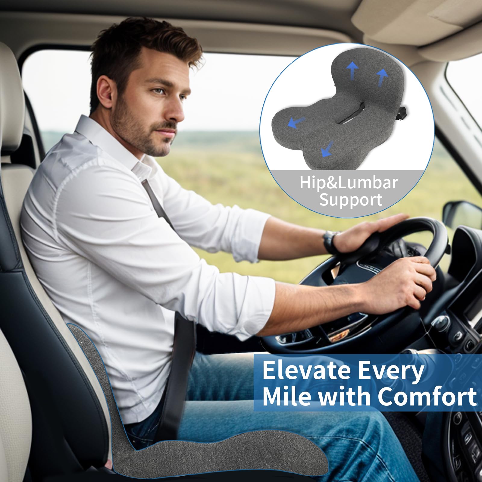 XZdream Cushion with non-slip base to prevent shifting during long drives