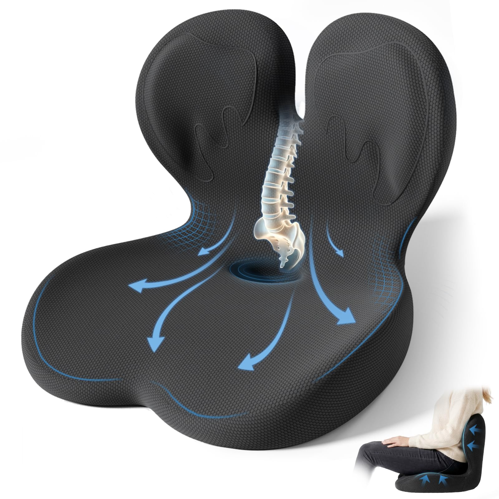 XZdream seat cushion with lumbar support for back comfort
