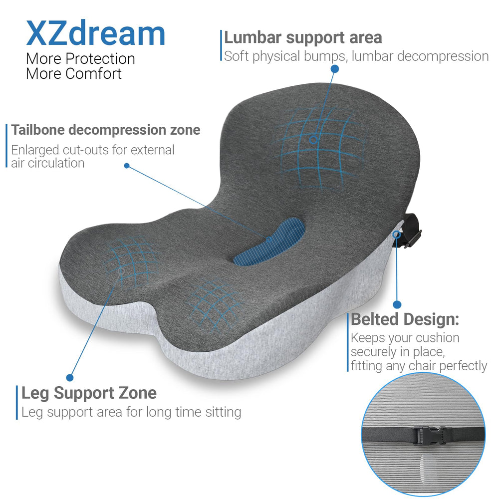 XZdream cushion with non-slip base stays securely in place on any chair
