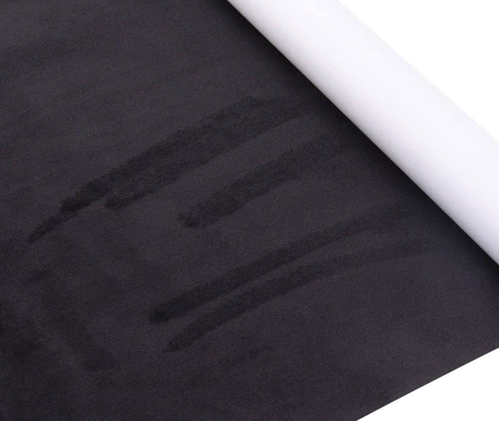 YA LOTUS black microfiber film closeup with suede texture and adhesive backing for car interiors.