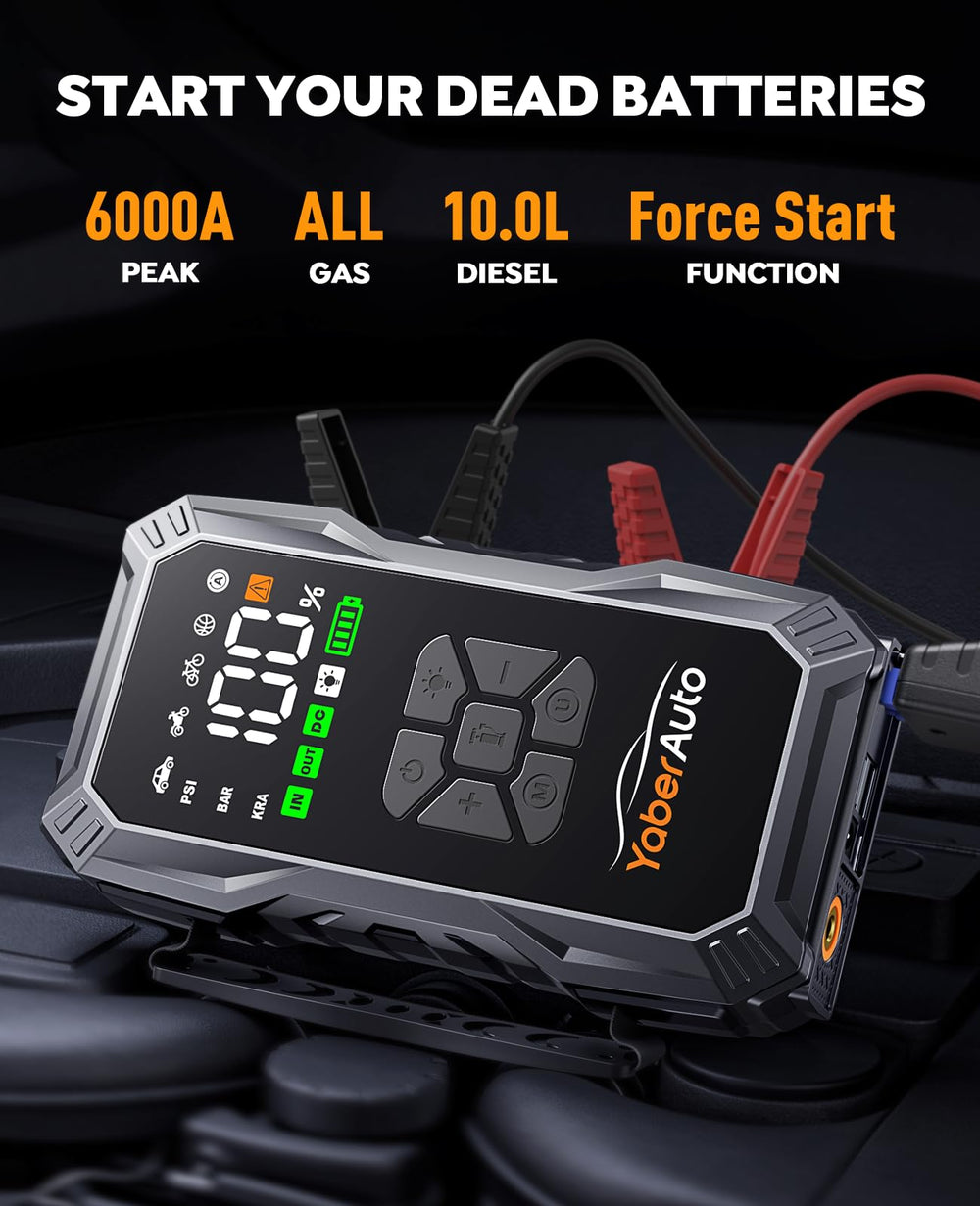 YaberAuto AP01 jump starter with heavy-duty cables enables quick car starts