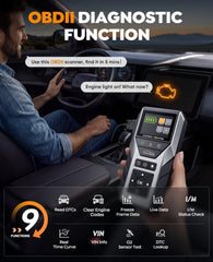 YaberAuto 3.3-inch color screen displaying diagnostic menu for clear readings