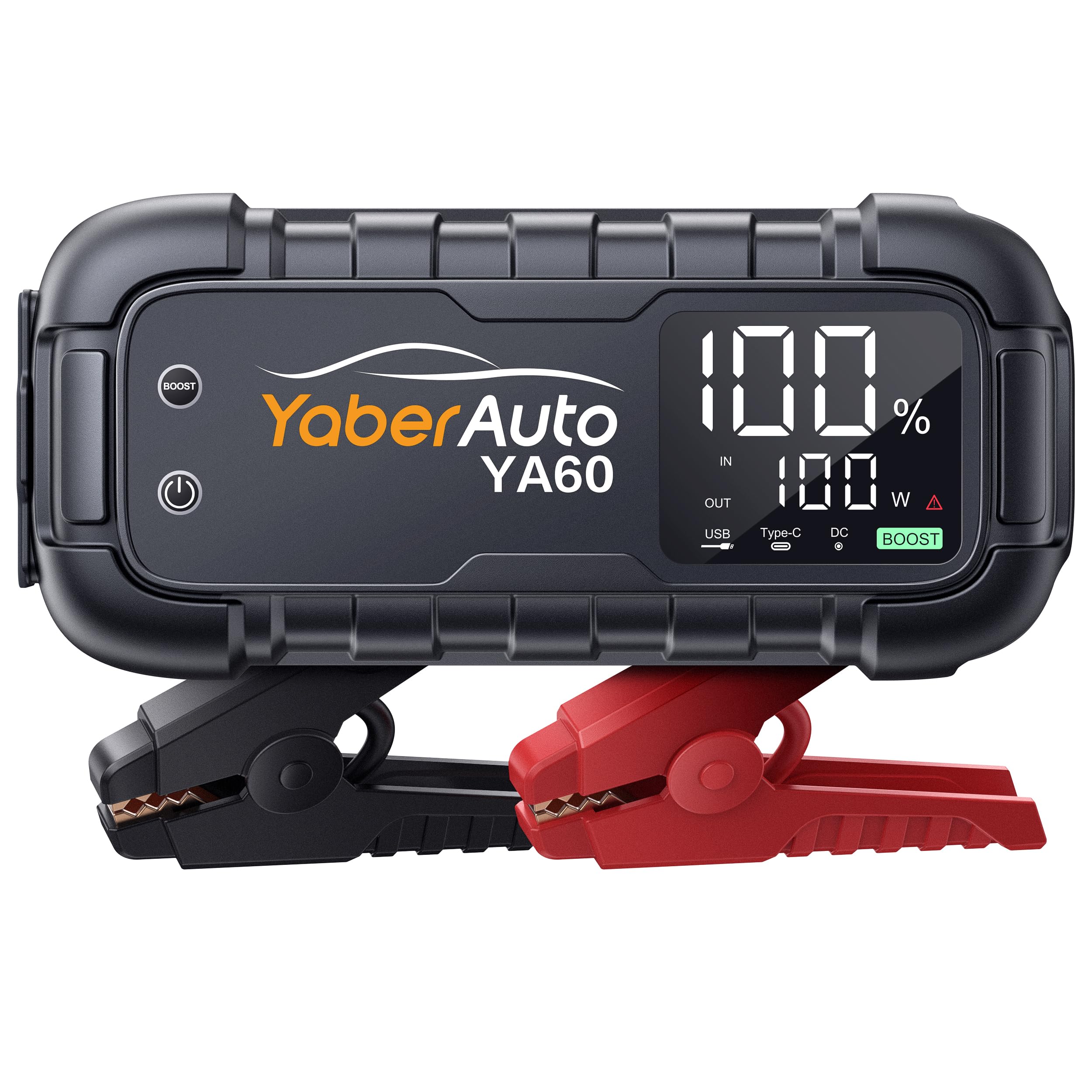 YaberAuto YA60 jump starter boosts a dead car battery safely.