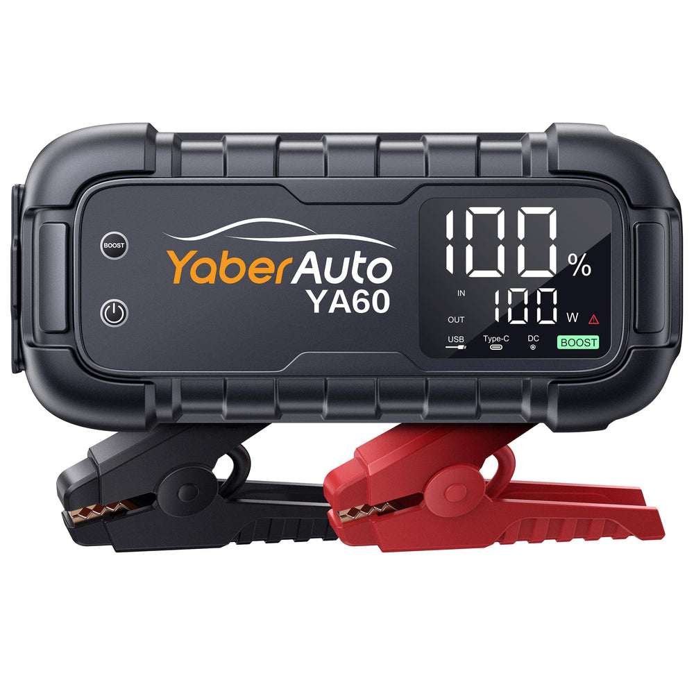 YaberAuto YA60 jump starter boosts a dead car battery safely.