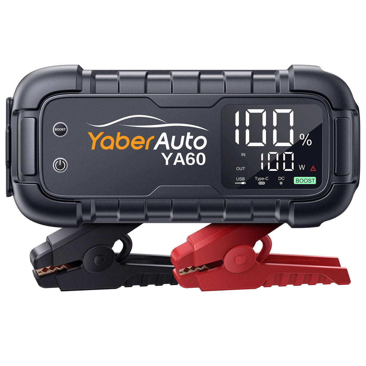 YaberAuto YA60 jump starter boosts a dead car battery safely.
