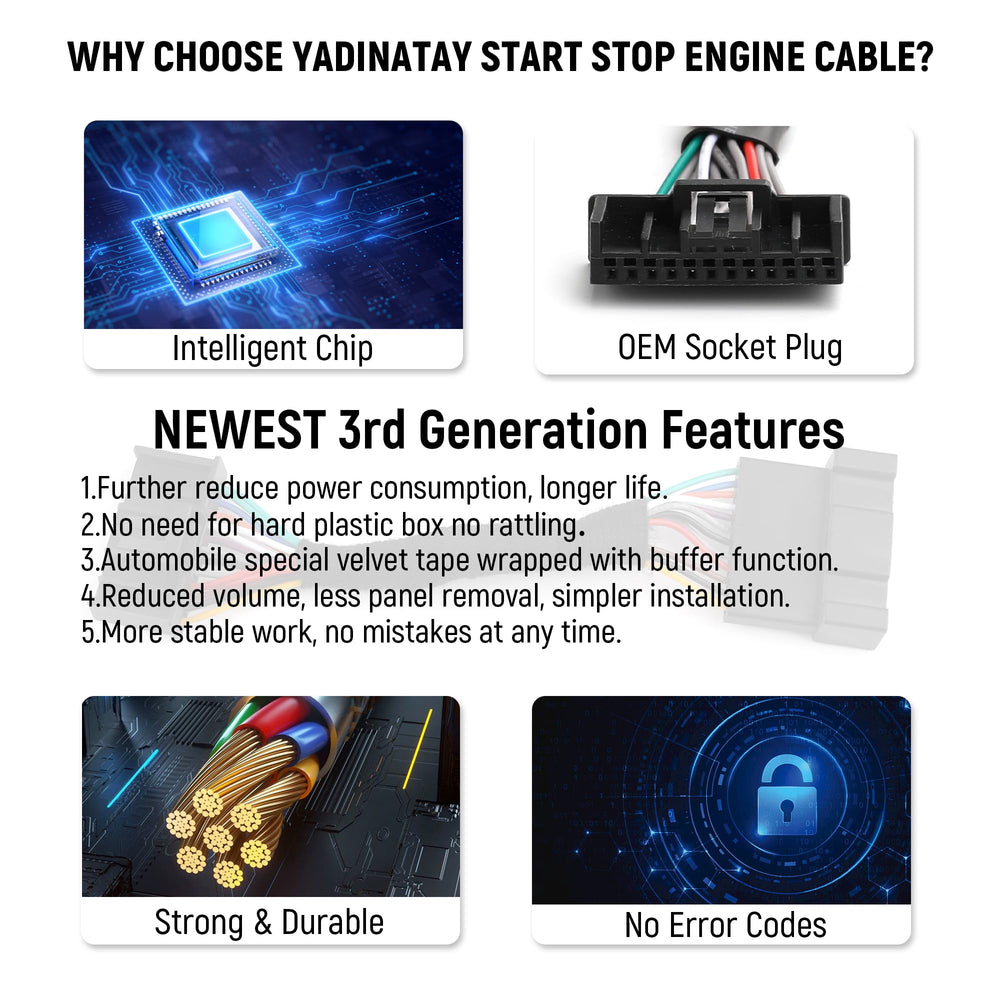 YADINATAY auto start-stop device close-up showing compact design.