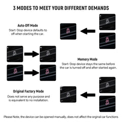 YADINATAY three-mode switch demonstrates Auto-off, Memory, and Original Factory modes.