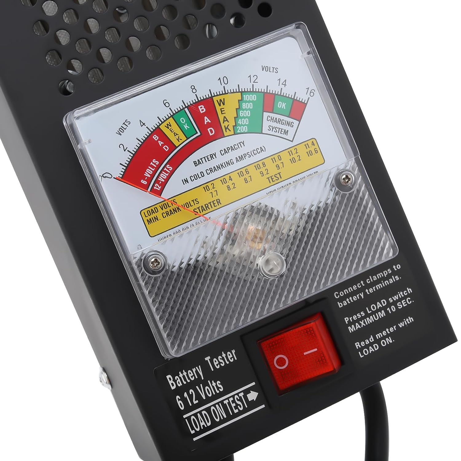 Yaegoo tester display reading illustrates voltage measurement clarity.